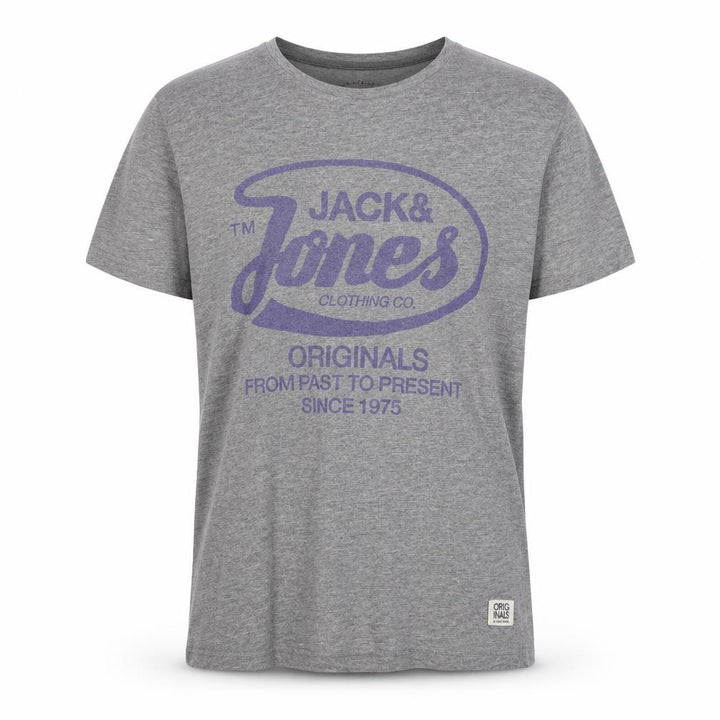Jack & Jones Men's Grey Graphic Print T-Shirt, Size S