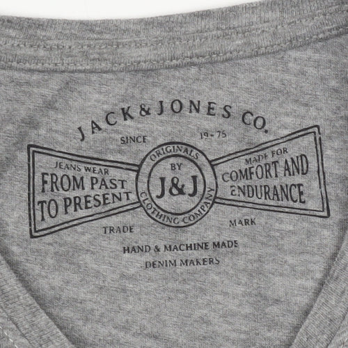 Jack & Jones Men's Grey Graphic Print T-Shirt, Size S