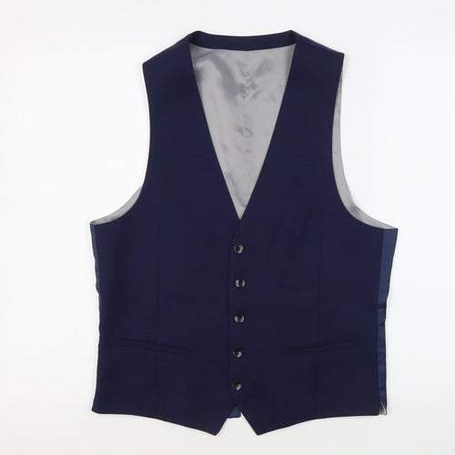 DKNY Men's Blue Slim Fit Waistcoat, Size 40S