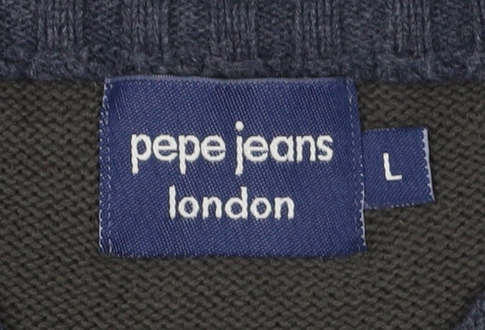 Pepe Jeans Men's Green V-Neck Pullover Jumper - Size L