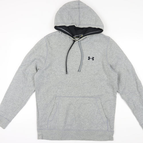 Under Armour Men's Grey Pullover Hoodie, Size M, Logo Accent
