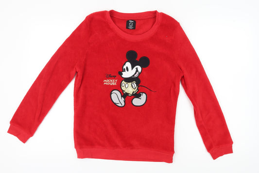 Front view of Disney Women's Red Mickey Mouse XS Pullover Sweatshirt