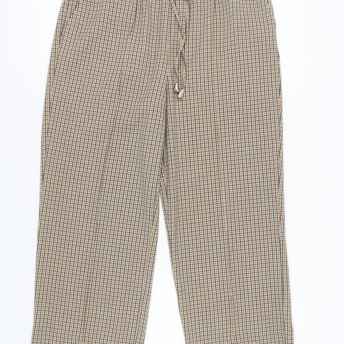 Next Women's Cropped Check Trousers, Size 14, Brown
