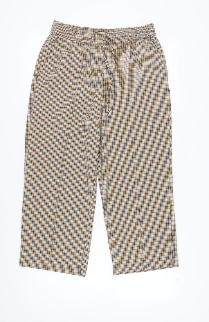 Next Women's Cropped Check Trousers, Size 14, Brown