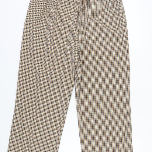 Next Women's Cropped Check Trousers, Size 14, Brown