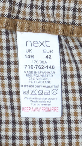 Next Women's Cropped Check Trousers, Size 14, Brown
