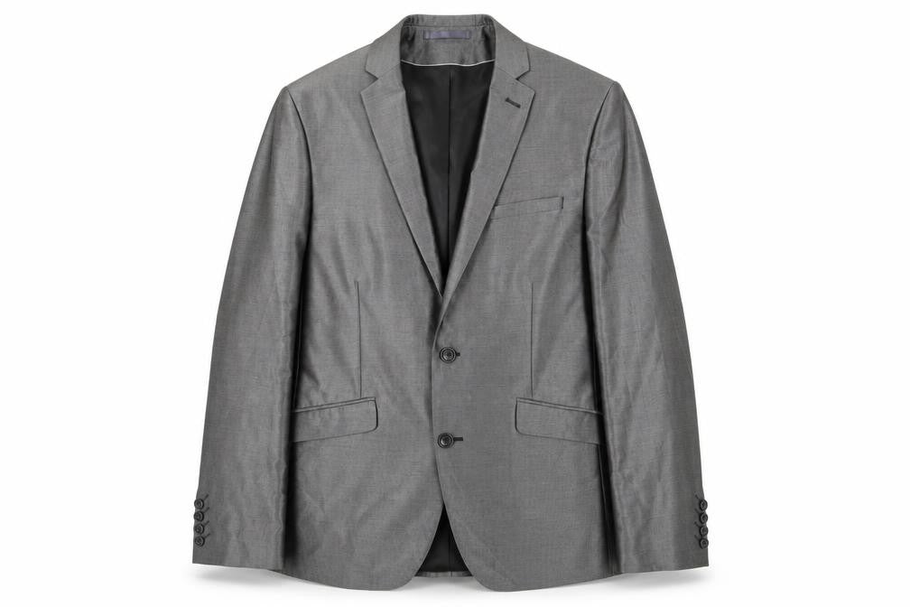 Front view of Burton Men's Grey Suit Jacket 40R Regular Fit