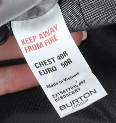 Burton Men's Grey Suit Jacket 40R Regular Fit