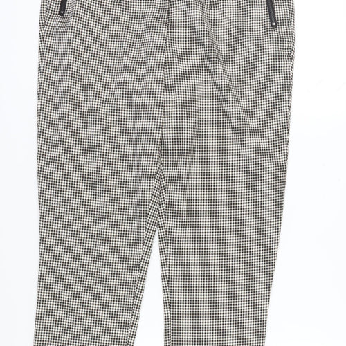 Next Women's Black Houndstooth Cropped Trousers Size 14