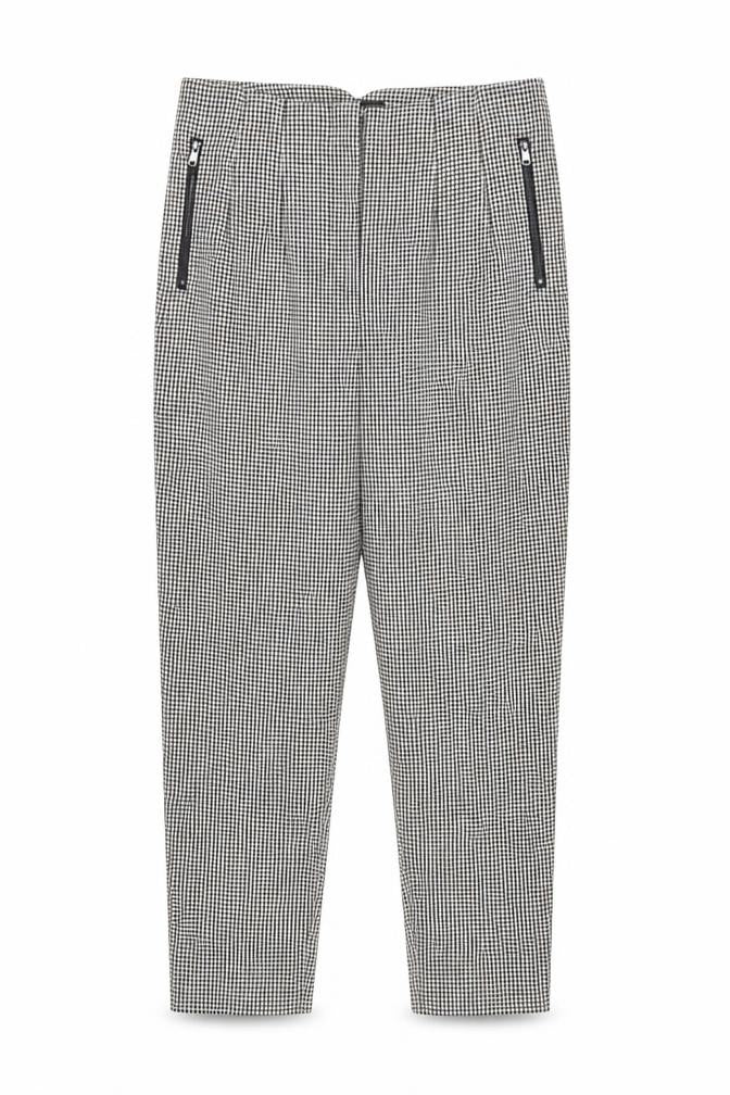 Front view of Next Women's Black Houndstooth Cropped Trousers, size 14