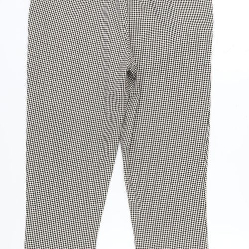 Next Women's Black Houndstooth Cropped Trousers Size 14