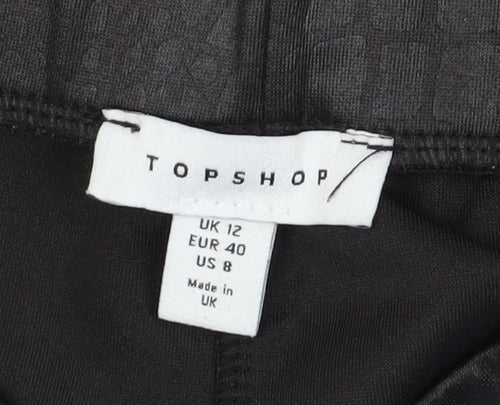 Topshop Women Black Leggings Size 12 Elastic Waist