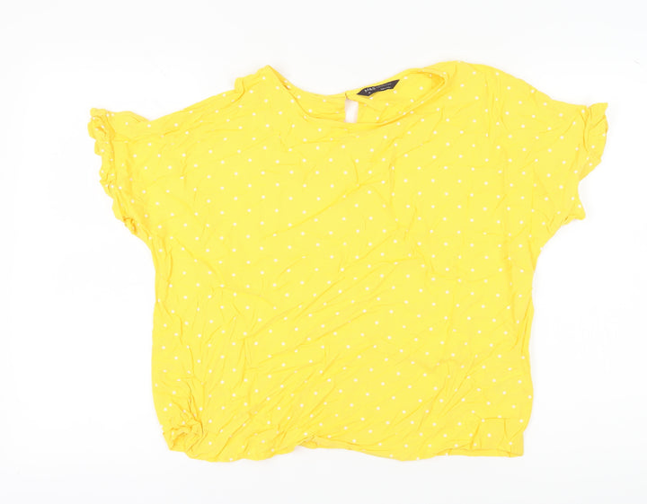 Marks and Spencer Yellow Polka Dot Blouse - Size 16