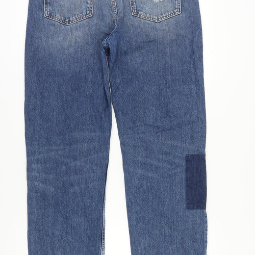 River Island Men's Blue Straight Jeans Distressed 32R