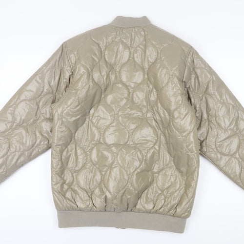 H&M Women's Beige Bomber Jacket XS - Quilted Zip Casual