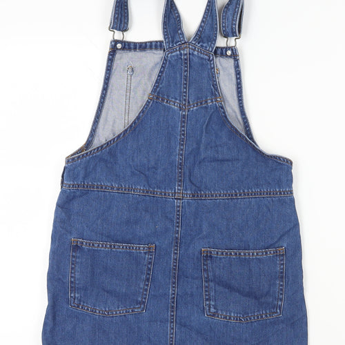 Next Girls Blue Denim Dungaree Dress, 11 Years, Casual, Pockets