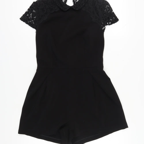 Topshop Women's Black Lace Playsuit Size 10