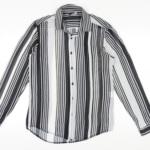 Reclaimed Vintage Unisex Black Striped Button-Up Shirt S