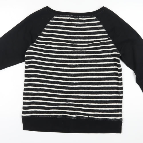 Lauren Jeans Co. Women's Black Striped Pullover Sweatshirt L