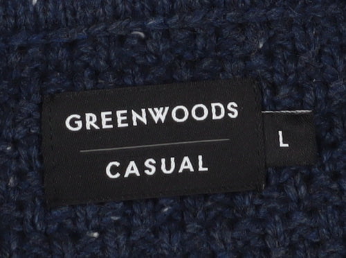 Greenwoods Men's Blue Wool Cardigan - Size L