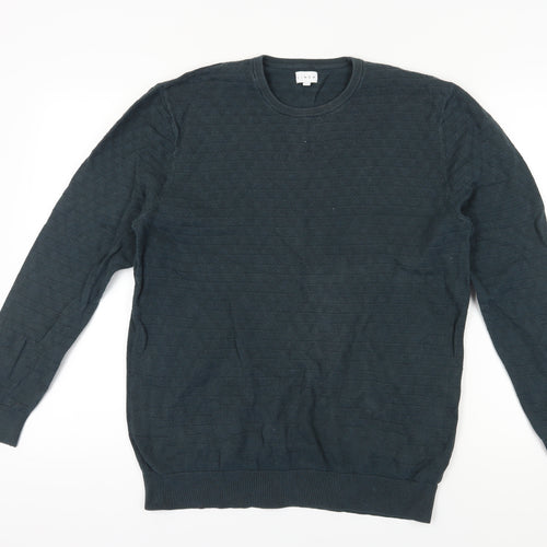 Linea Men's Blue Cotton Cable-Knit Pullover, Size L