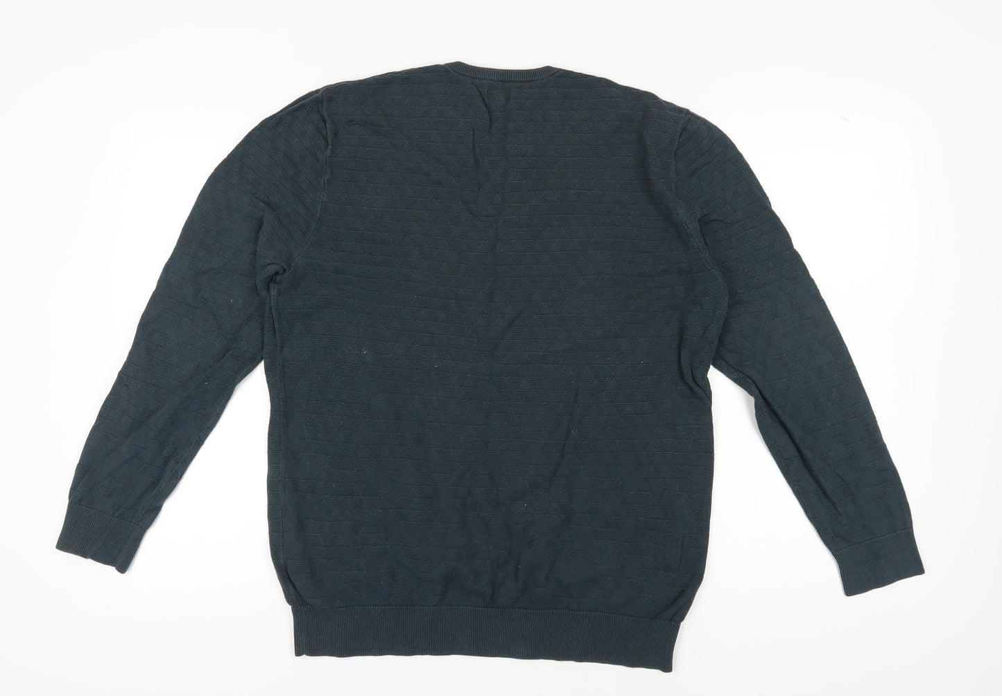 Linea Men's Blue Cotton Cable-Knit Pullover, Size L