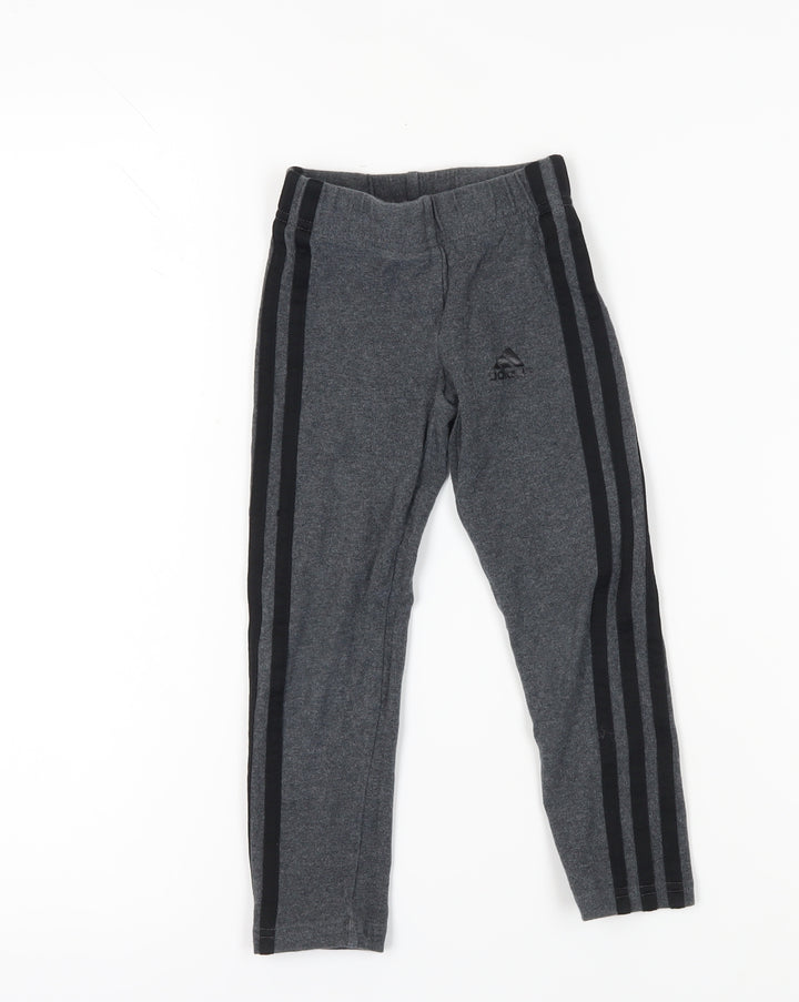 Adidas Girls Grey Ankle Leggings Size 4-5Y Elastic Waist