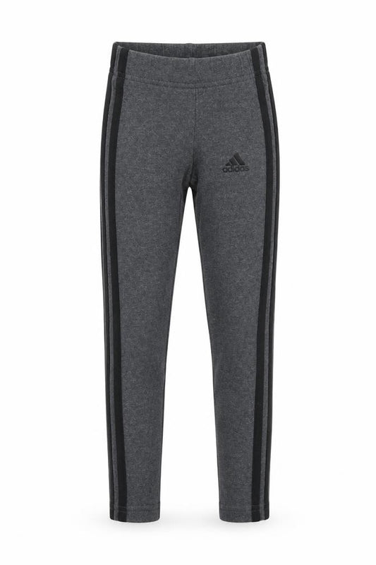 Front view of Adidas girls’ grey ankle leggings, size 4-5y elastic waist