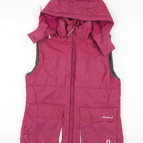 Nautical Women's Pink Hooded Puffer Waistcoat Size 10