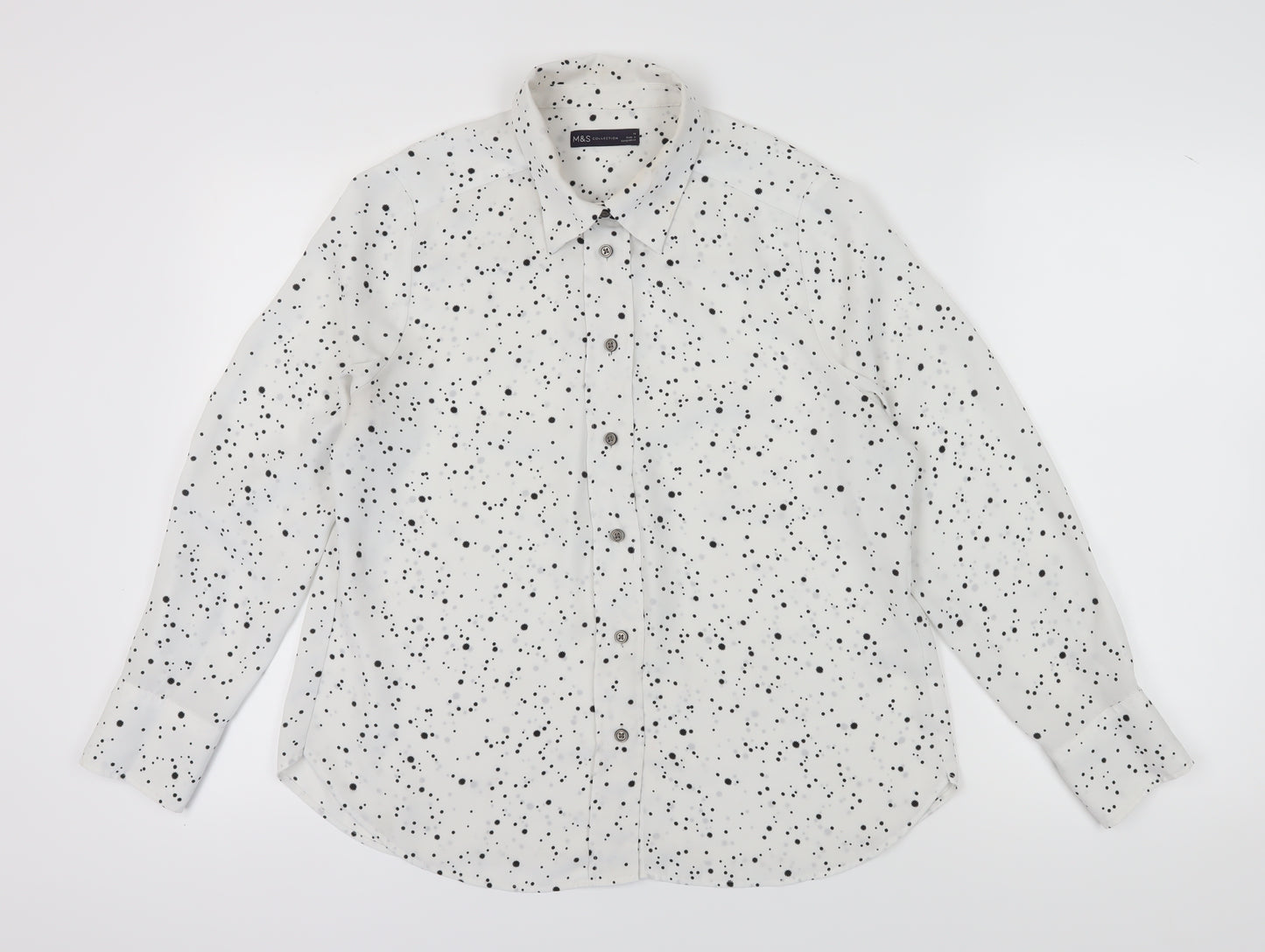 Marks and Spencer Ivory Polka Dot Button-Up Shirt - Size 14