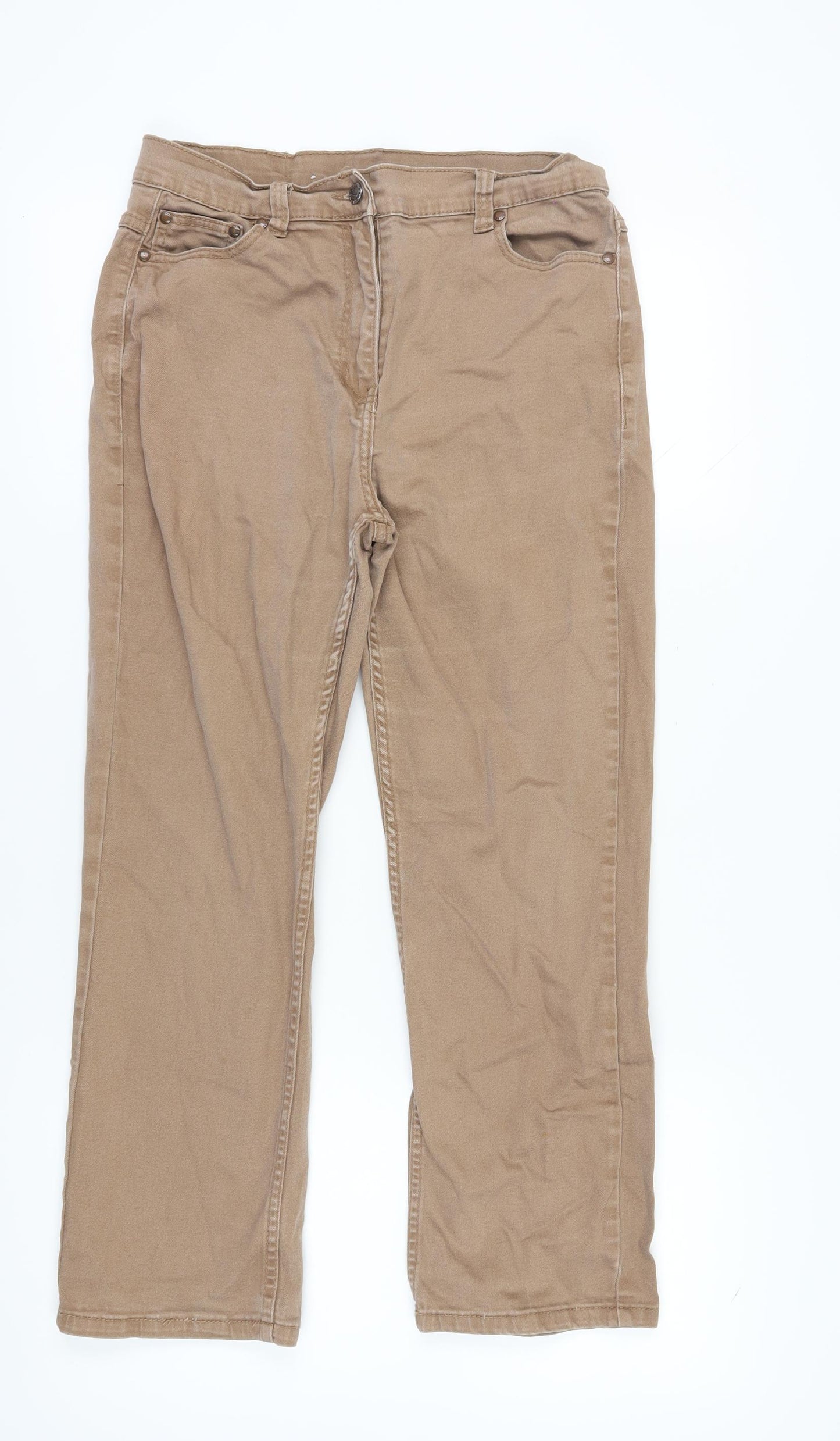 Women's Beige Cotton Traders Straight Jeans Size 16