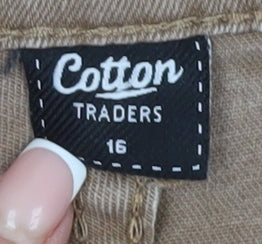 Women's Beige Cotton Traders Straight Jeans Size 16