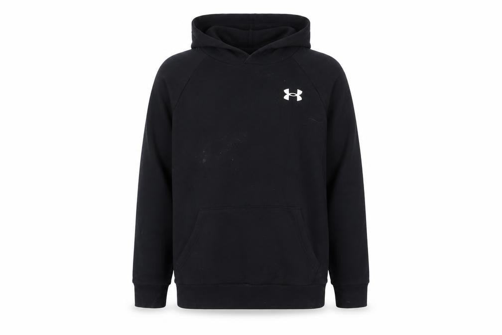 Front view of Under Armour boys’ black pullover hoodie m
