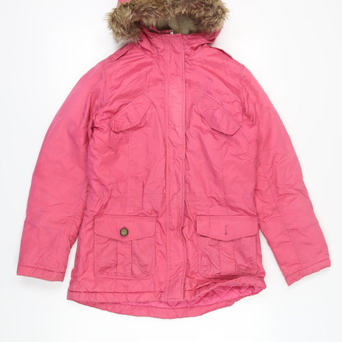 Lands' End Girls Pink Parka Jacket Size 14 Winter Hooded