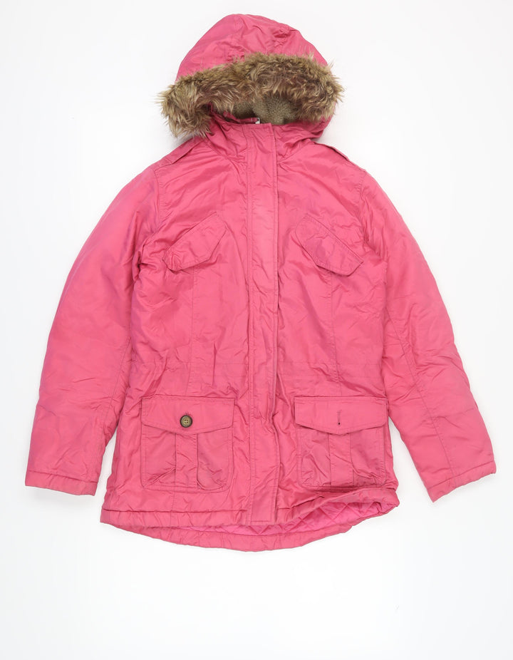 Lands' End Girls Pink Parka Jacket Size 14 Winter Hooded