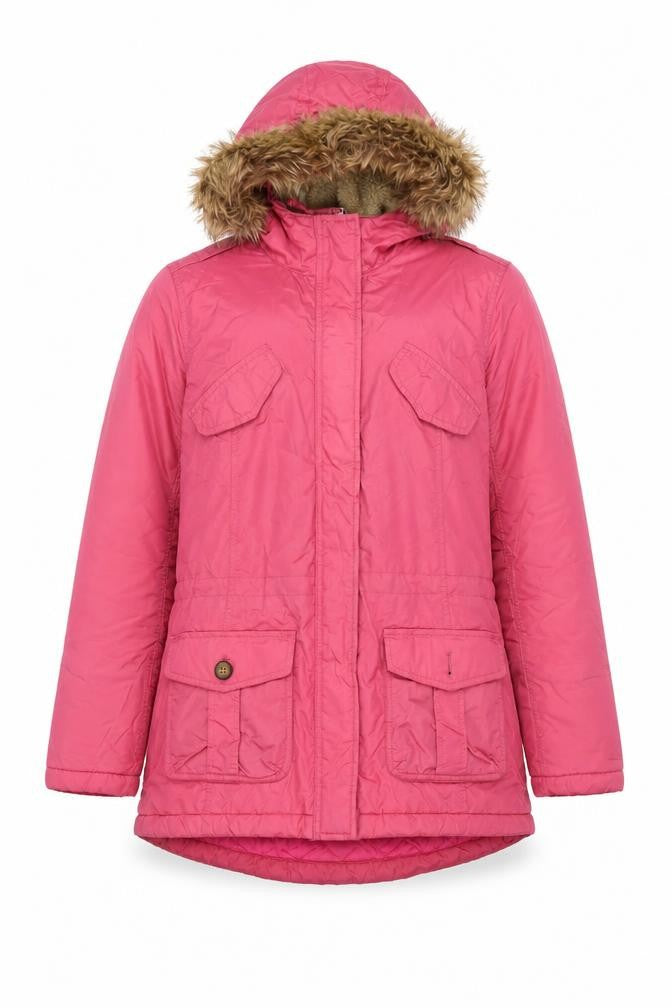 Lands' End Girls Pink Parka Jacket Size 14 Winter Hooded