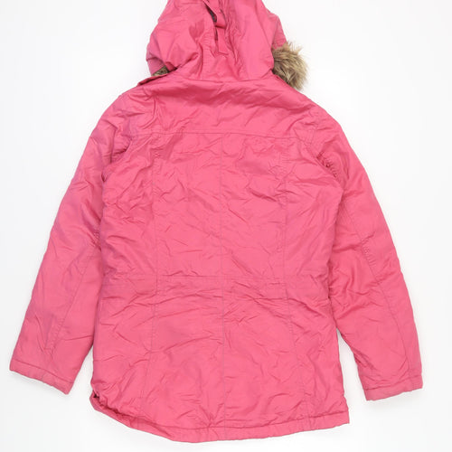 Lands' End Girls Pink Parka Jacket Size 14 Winter Hooded