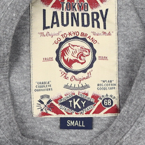 Tokyo Laundry Men's Grey V-Neck T-Shirt S