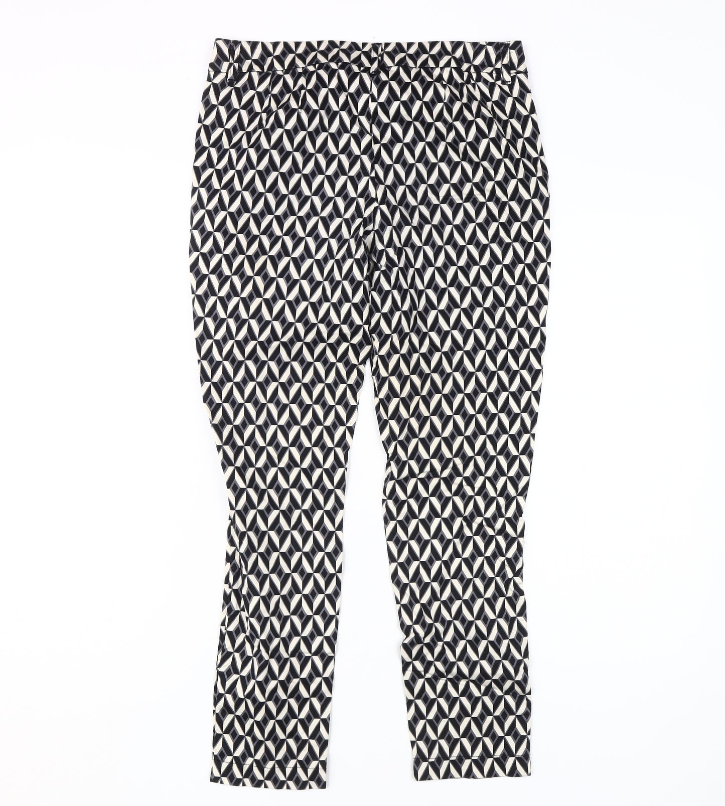 Next Women's Geometric Black Trousers Size 8
