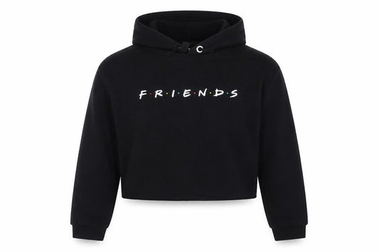 Front view of Friends Black Pullover Hoodie - unisex kids 14-15 years
