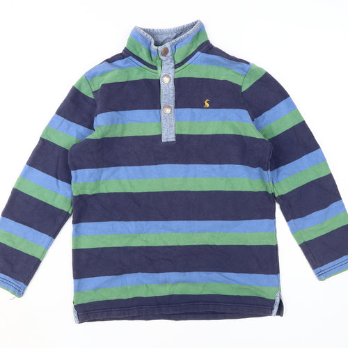 Joules Boys Blue Green Striped Henley Sweatshirt 11-12 Years