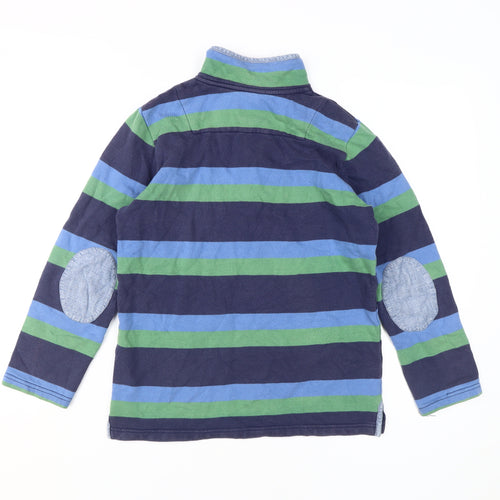 Joules Boys Blue Green Striped Henley Sweatshirt 11-12 Years