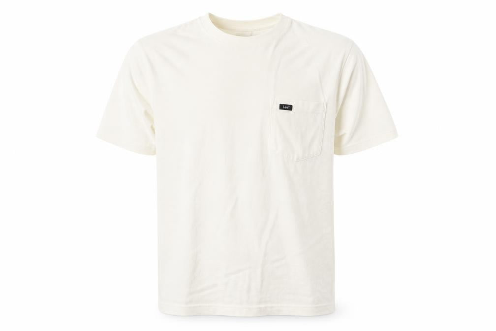 Lee Men's Ivory Crew Neck Cotton T-Shirt, Size L
