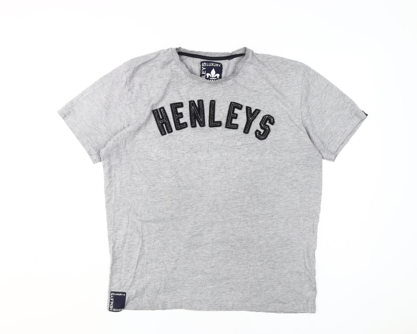 Henleys Men's Grey 5XL Crew Neck T-Shirt, Short Sleeve