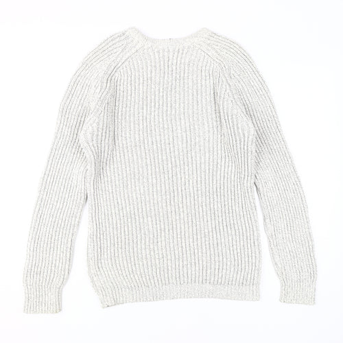 Jeff Banks Men's White V-Neck Pullover Jumper L