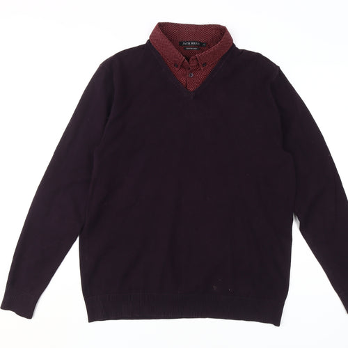Jack Reid Men's Black V-Neck Pullover Jumper M