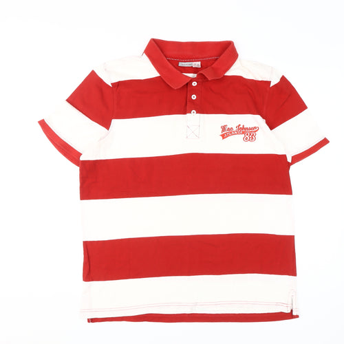 Livergy Men's Red Striped Polo Shirt, Medium, Classic Fit