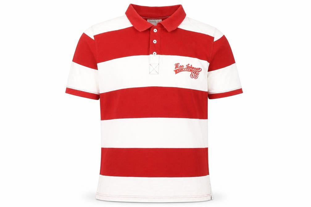 Livergy Men's Red Striped Polo Shirt, Medium, Classic Fit