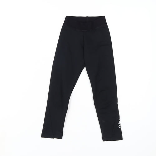 Adidas Girls Black Compression Leggings 5-6Y Athletic Fit