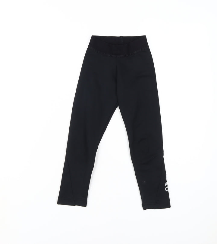 Adidas Girls Black Compression Leggings 5-6Y Athletic Fit